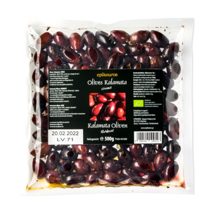 Kalamata med kärna Raw 500g från Epikouros